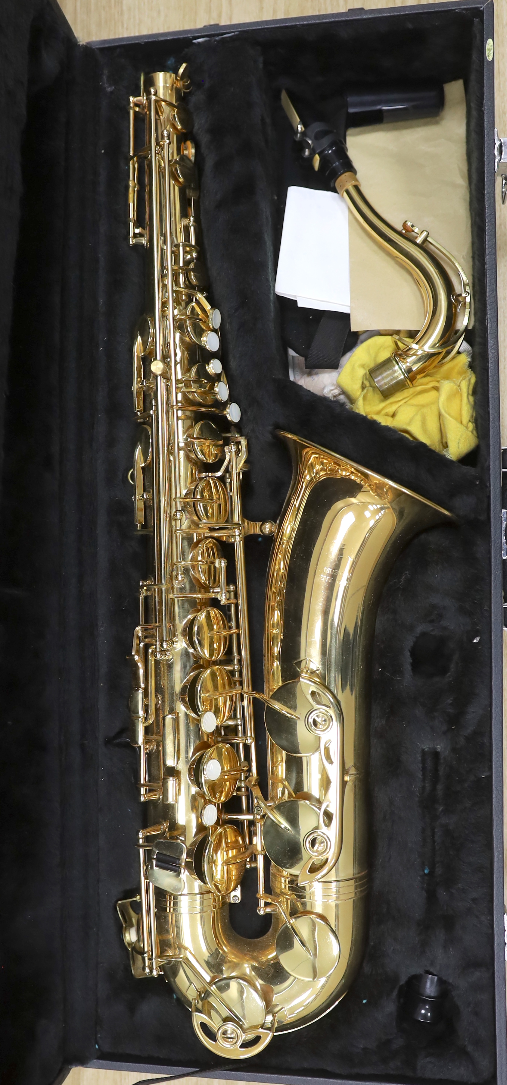 A Jupiter saxophone with fitted case